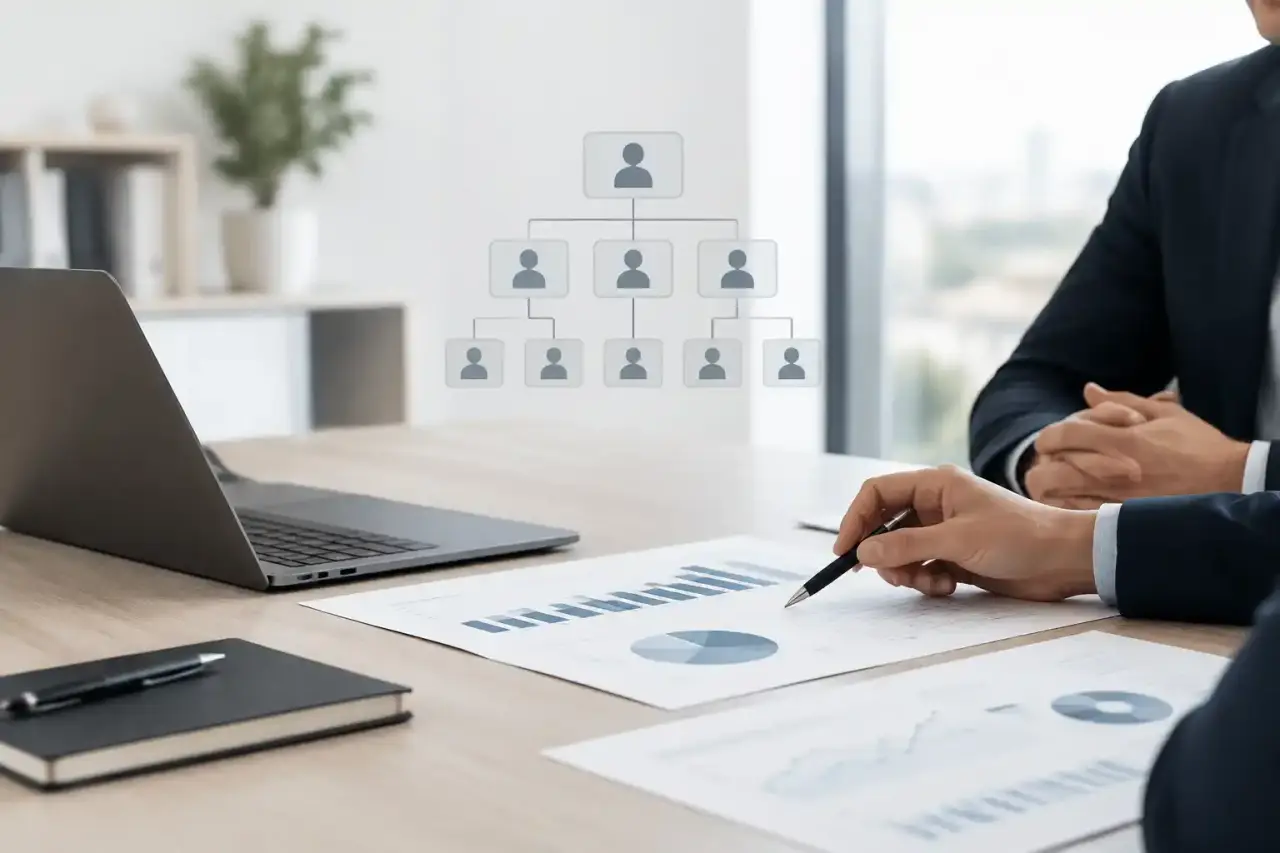 Réunion de direction autour d'une analyse de performance organisationnelle