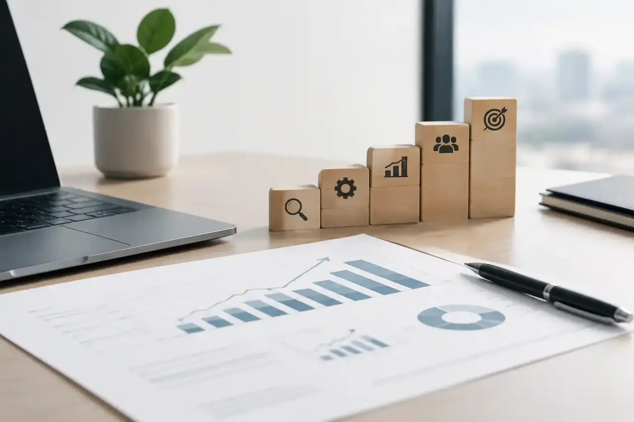 Analyse stratégique d'une entreprise avec graphiques de performance