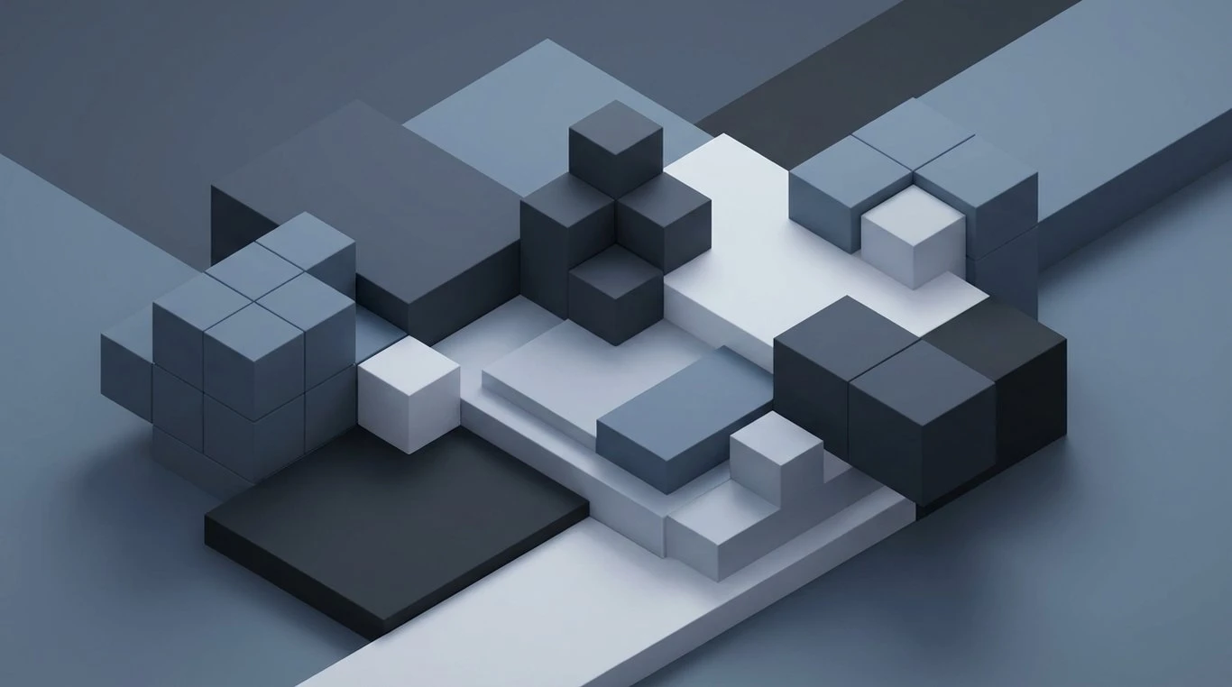 Composition abstraite et géométrique en 3D isométrique