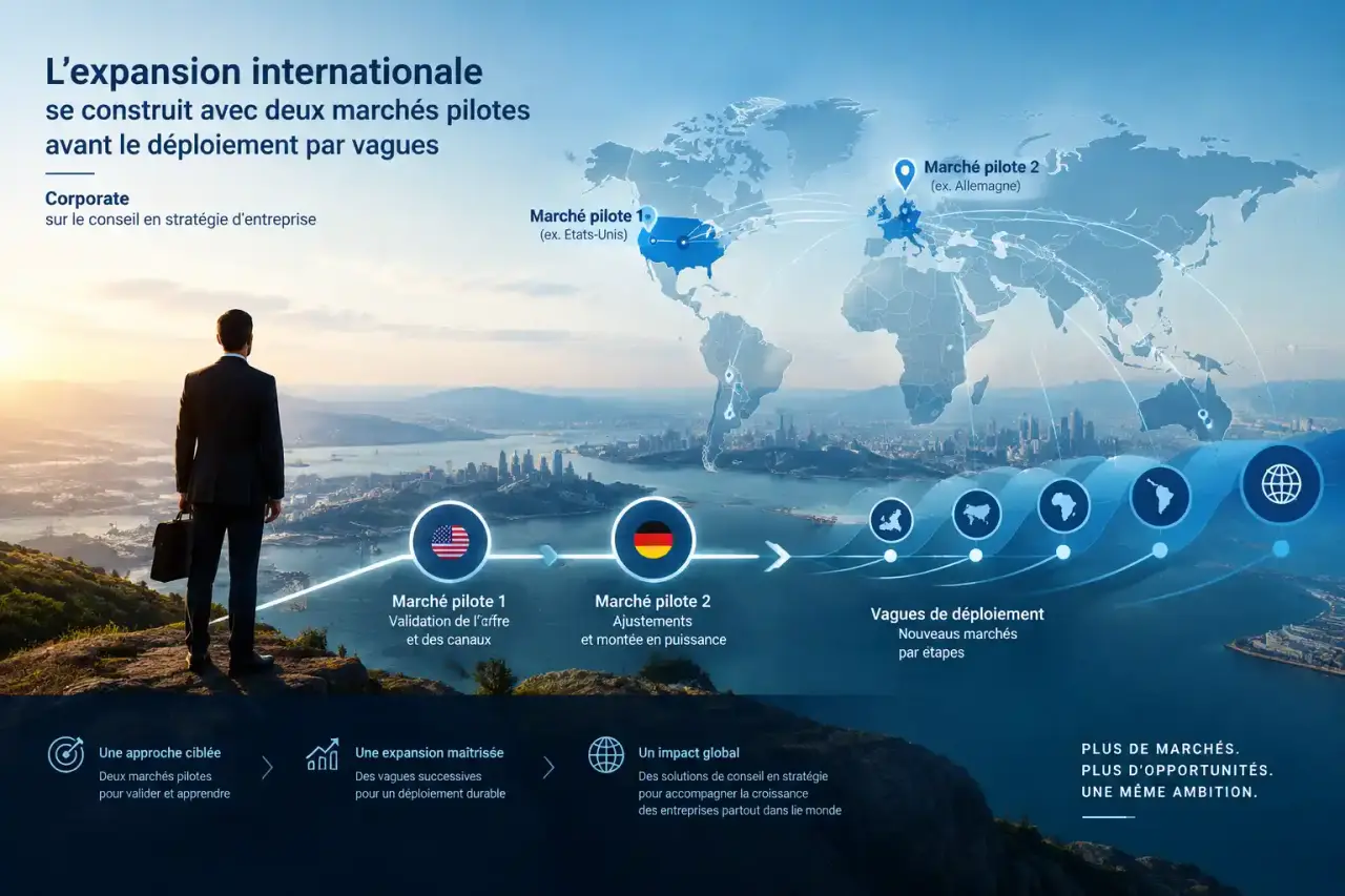 L’expansion internationale se construit avec deux marchés pilotes avant le déploiement par vagues